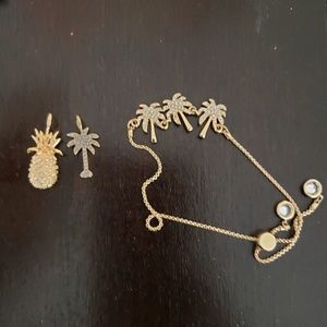 Palm tree pull tie bracelet and charm